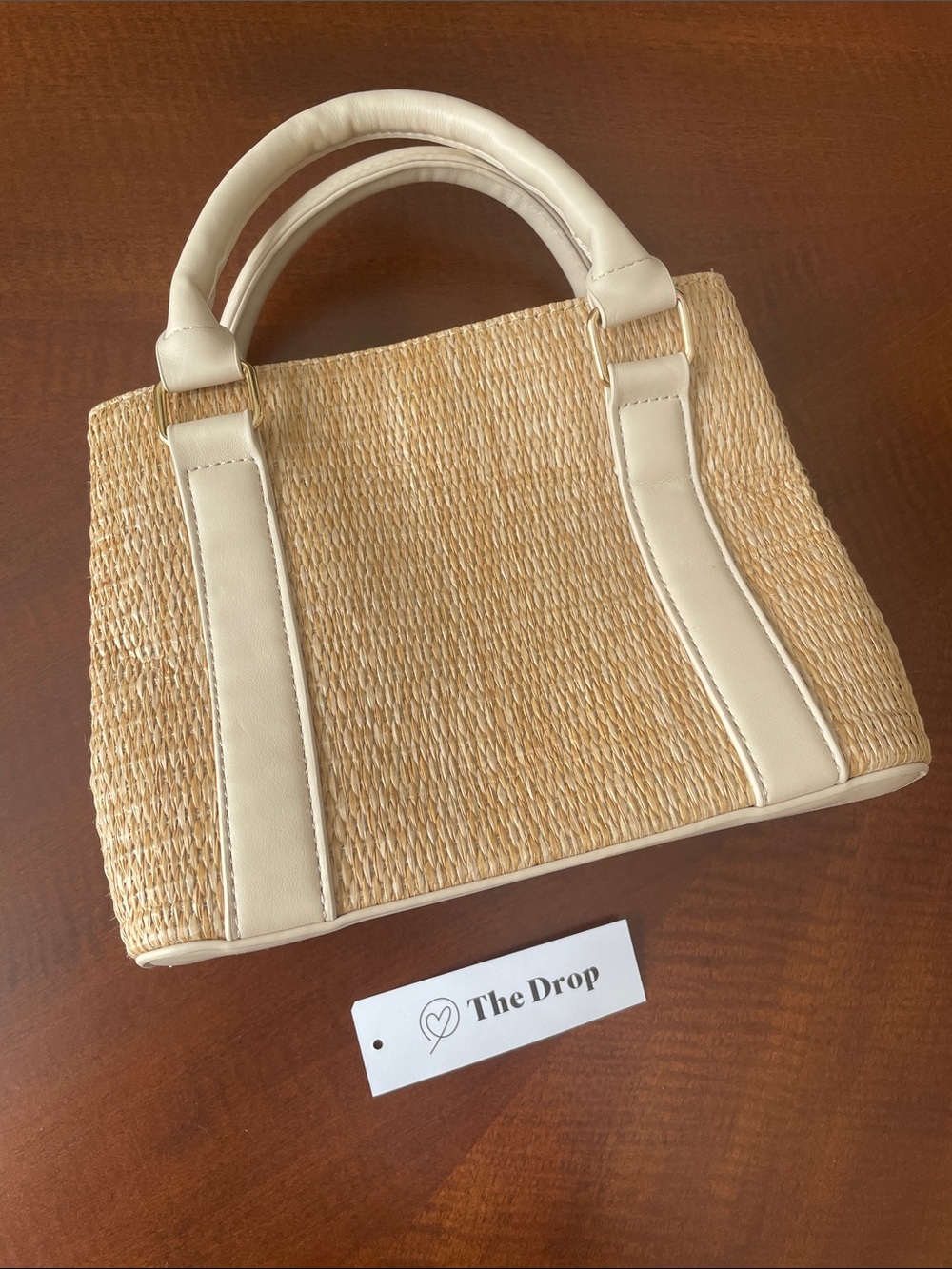 The Drop Women’s Orla Boxy Straw Crossbody Top Handle Bag